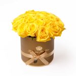 Golden Glow: 15 Yellow Roses in a Stylish Round Box